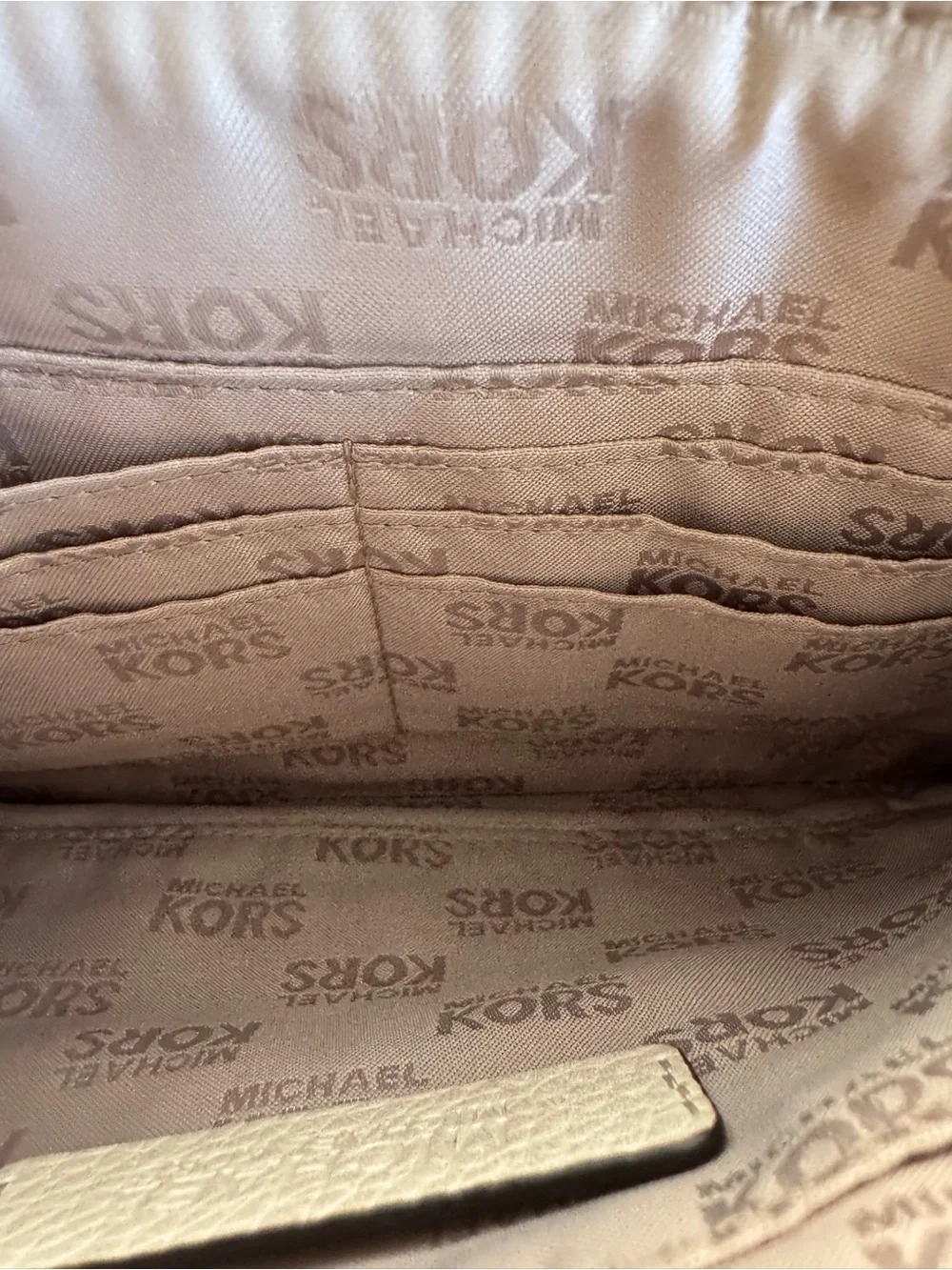 Michael Kors Light Beige Leather Wallet/Wristlet with Gold Zipper